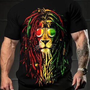 Roaring Reggae Lion T-Shirt - Cool Rasta Vibes!